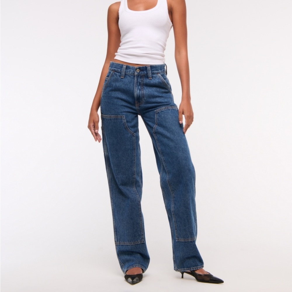 Curvy Mid-rise Slouchy Dark Carpenter Jean | Abercrombie & Fitch
